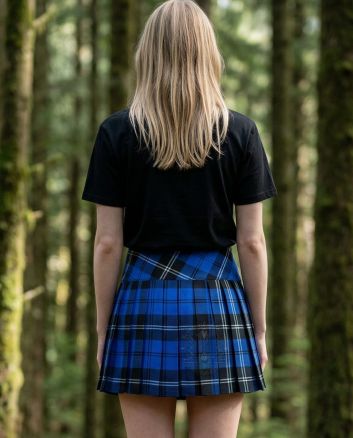 Ramsay Blue Modern Tartan Women Billi Kilt Mini Skirt