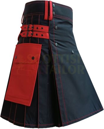 Red & Black Utility Hybrid Kilt