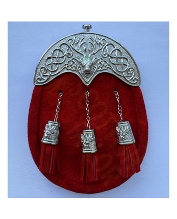 Red Leather Chrome Finish Full Dress Sporran