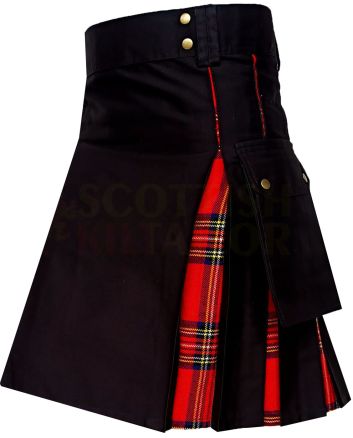 Royal Stewart Hybrid Utility Kilt, Black color for Male