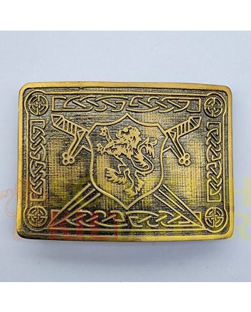Saltire Lion Rampant Antique Kilt Belt Buckle, Antique color for Male
