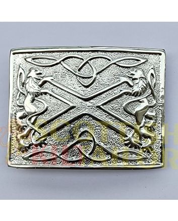 Saltire Silver Kilt Belt Buckle, Silver color for Male