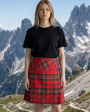 Scott Red Modern Tartan Women Billi Kilt Mini Skirt, Red color for Male