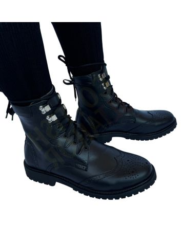 Real Leather Black Ghillie Brogues Half Long Kilt Boot