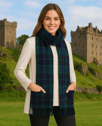 Scottish Clan Tartan Pocket Scarf Shawl
