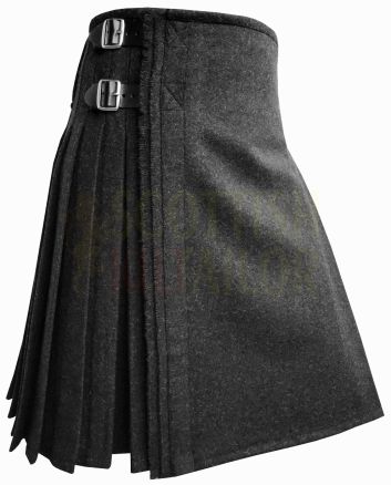 Scottish Dark Gray Wool Kilt, Gray color for Male
