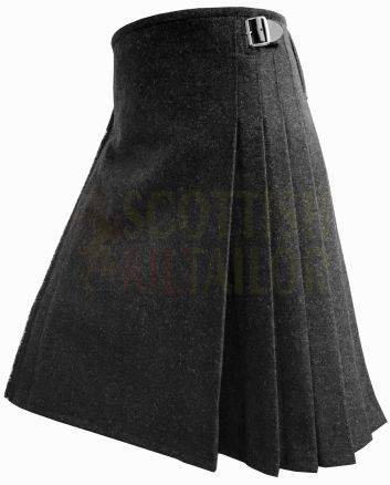 Scottish Dark Gray Wool Kilt, Gray color for Male