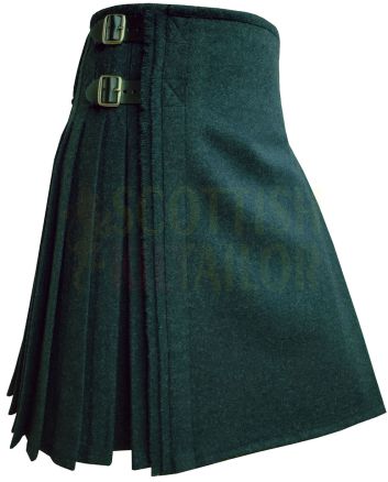 Scottish Green Wool Kilt, Green color for Male