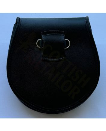 Black Leather Sporran With Thistle Cantle