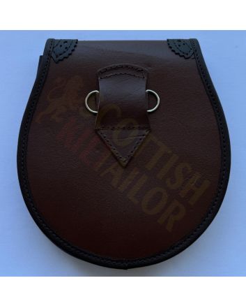 Brogue Style Brown Leather Day Kilt Sporran