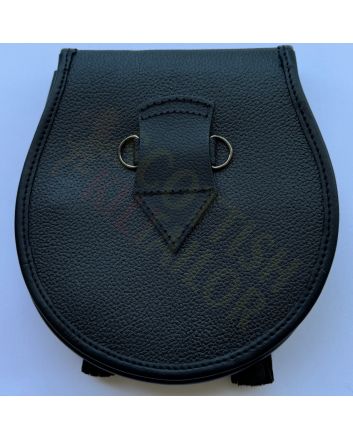 Stag Head Black Leather With Calfskin Kilt Sporran