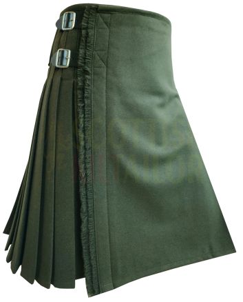 Scottish Olive Green Wool Kilt