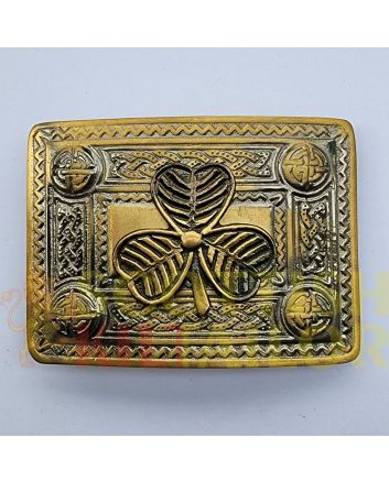 Shamrock Badge Antique Kilt Belt Buckle, Antique color for Male