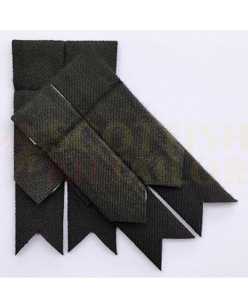 Solid Black Tartan Kilt Flashes, Black color for Male