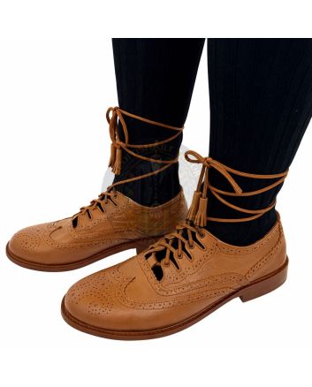 Tan Brown Real Leather Sole Ghillie Brogues - Right Side View