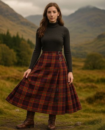 Traditional Tartan Maxi Skirt For Women