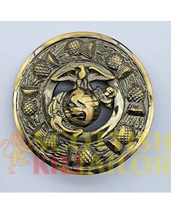 US. Badge Antique Kilt Fly Plaid Brooch, Antique color for Male