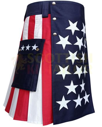USA Flag Kilt, Navy Blue color for Male