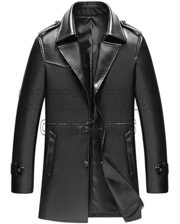 Winter Black Leather Jacket Coat
