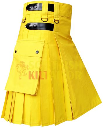 Yellow Utility Deluxe Kilt Leather Strap, Yellow color for Male