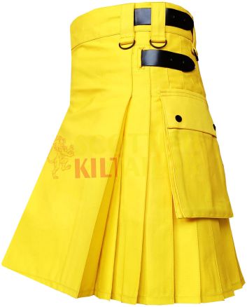 Yellow Utility Deluxe Kilt Leather Strap, Yellow color for Male