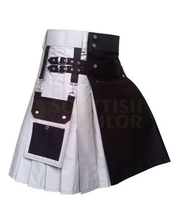 Black & Grey Utility Hybrid Kilt, Black color for Male