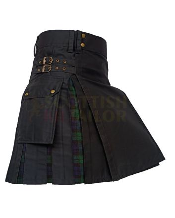 Black Watch Tartan Utility Hybrid Kilt, Black color for Male