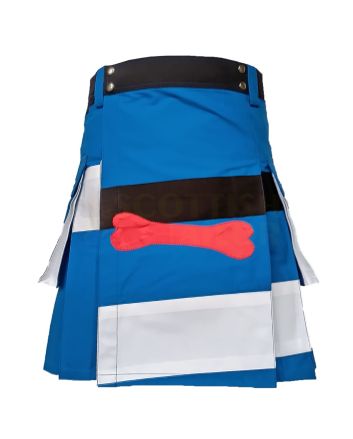 Royal Blue White & Black Hybrid Kilt, Blue color for Male