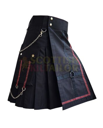Handmade Black Fashion Kilt, Black color for Male