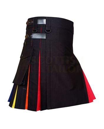 Rainbow Hybrid Deluxe Kilt, Black color for Male