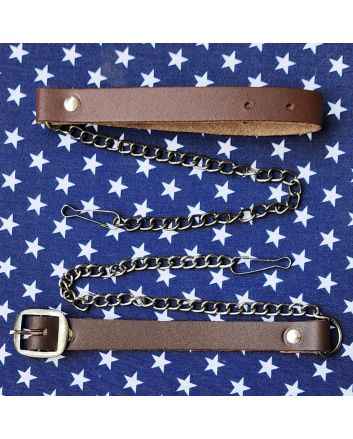 Goat Hair Full Dress Sporran With Brown Leather Antique Chain, White color for Male