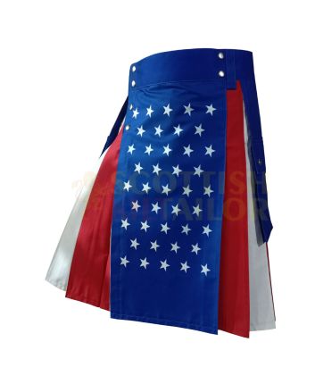 USA American Flag Kilt, Navy Blue color for Male