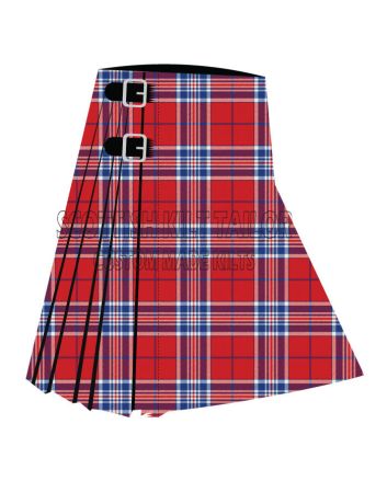 American District Premium Tartan Kilt, Red color for Male