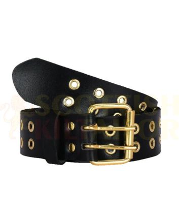Black Daul Antique Prong Leather Kilt Belt, Black color for Male