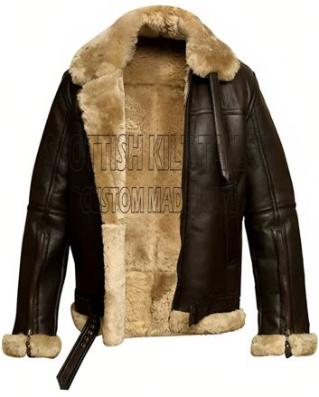Brown Sheep Skin Custom Made Real Leather Jacket, Brown color for Male