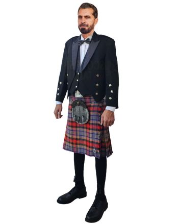Custom Made Prince Charlie Kilt Outfit Package, Black color for Male