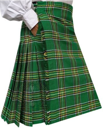 Irish Green Tartan Kilt With Two Slash Pockets
