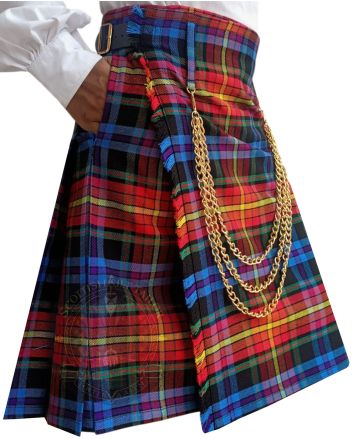 LGBT Pride Tartan Kilt With Two Slash Pockets
