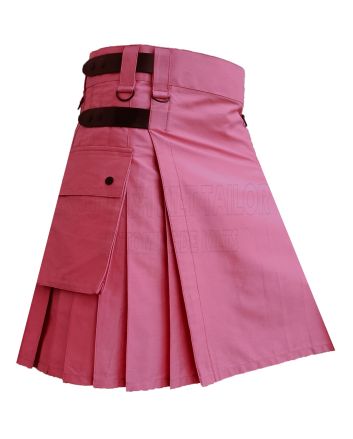 Pink Utility Deluxe Kilt, Pink color for Male