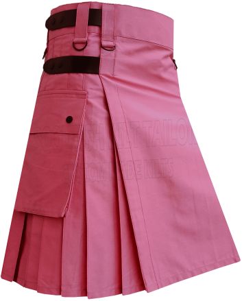 Pink Utility Deluxe Kilt, Pink color for Male
