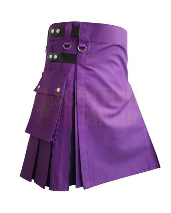 Purple With Black Hybrid Kilt