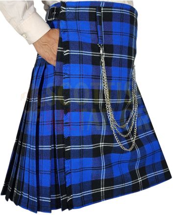 Ramsay Blue Modern Tartan Kilt With Two Slash Pockets