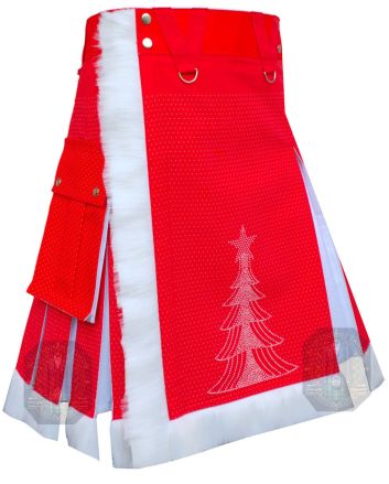 Santa Claus hybrid kilt right side view with fur trim
