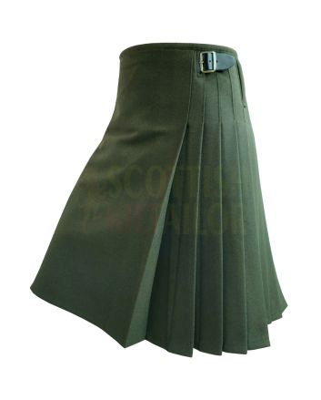 Scottish Olive Green Wool Kilt for Men in USA by Scottish Kilt Tailor