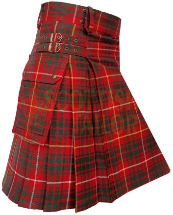 Traditional Bruce Modern Tartan Utility Kilt, Red color for Male