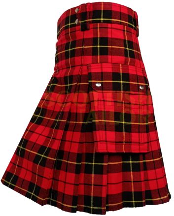 Traditional Wallace Tartan Utility Kilt, Red color for Male