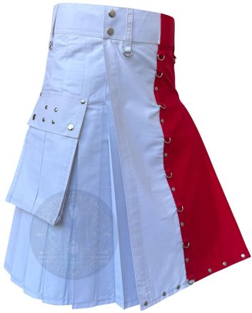 White and Red Gothic Utility Kilt