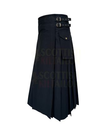 Women Long Black Utility Kilt